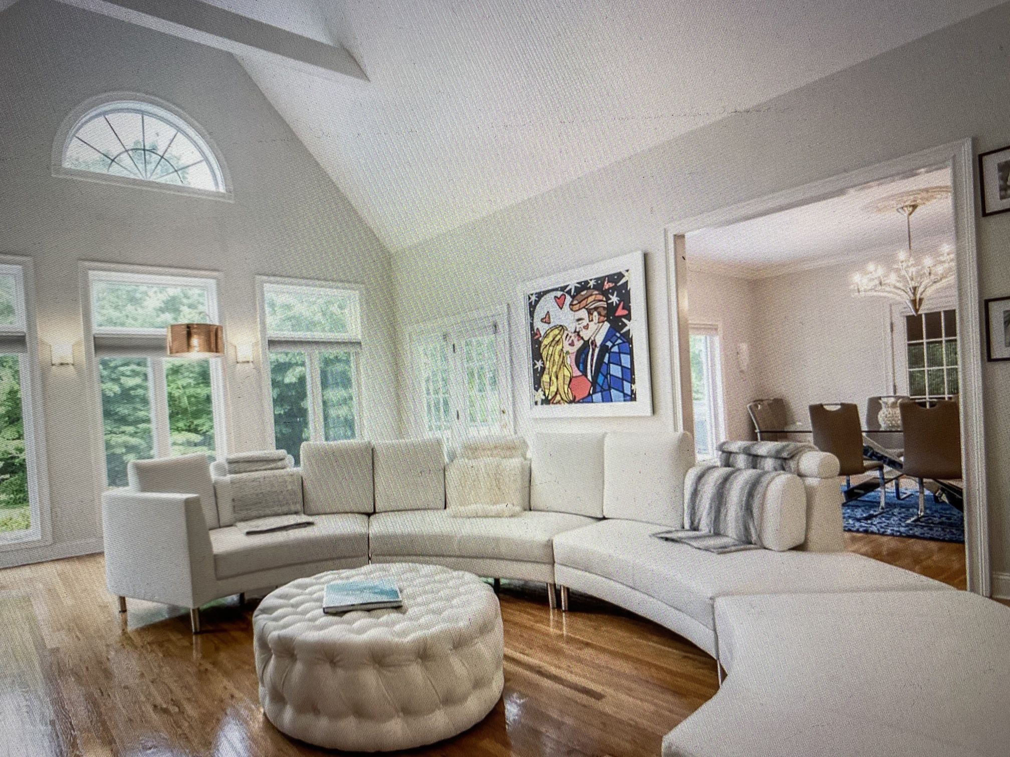 White Sectional With Ottoman 