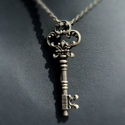 Jewelry .925 solid sterling silver gold big key Pendant charm