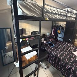 Bunk Bed With Desk, Hanging Closet And Drawers