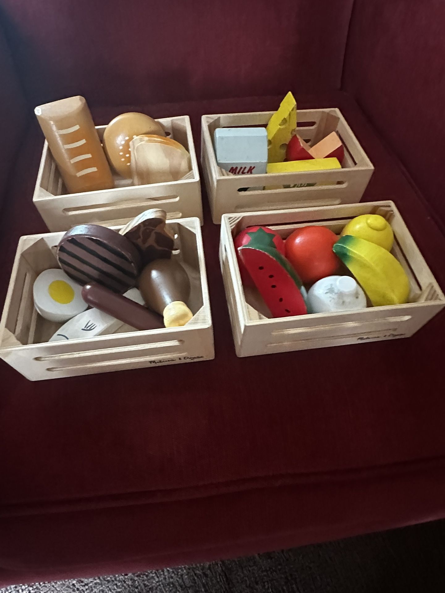 Melissa & Doug Wooden Play Food Set In Four Individual Crates
