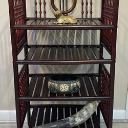 Lyre Antique Brass Victorian 4 Tier Shelf Stand Stick And Ball Music Stand READ