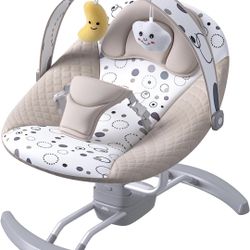 kmaier Electric Baby Swing for Infants, Baby Rocker for Infants with 3 Speeds, 8 Lullabies, AC Adapter & Battery Operated, Indoor & Outdoor Use, Remot