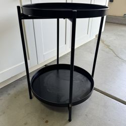 Black Metal 2 Tier Folding Table