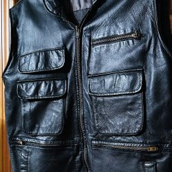 Vintage Genuine Leather Vest. Italy. L Size