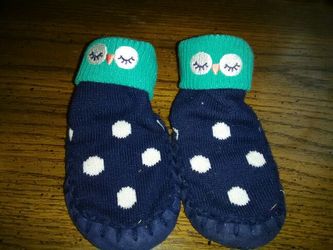 Baby girl Owl booties slipper sz 0-6
