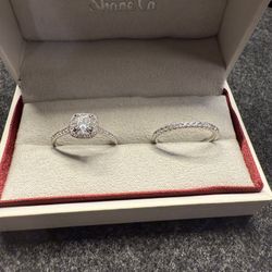 Ella Halo Engagement Ring & Vista Diamond Pave Band