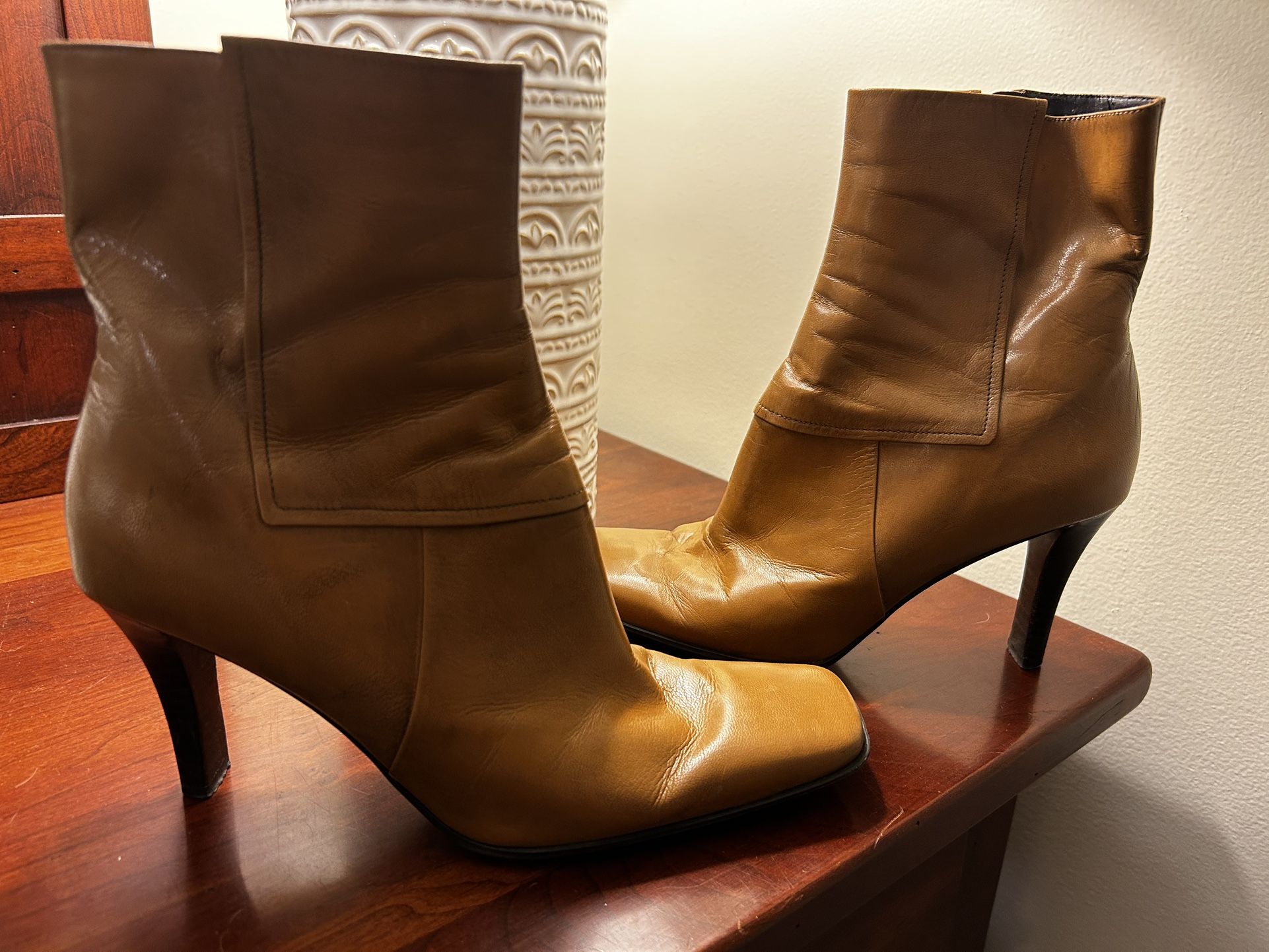 Nine West Caramel Colored Wos Leather Boots