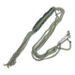 Stella & Dot TESSA Fringe Necklace, Double Chain with Long Tassel Pendant, Business Casual Jewelry Accessory, Designer Jewelry Gift