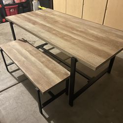 Dining Table Kitchen Table Dining Room Table Tan W/Bench