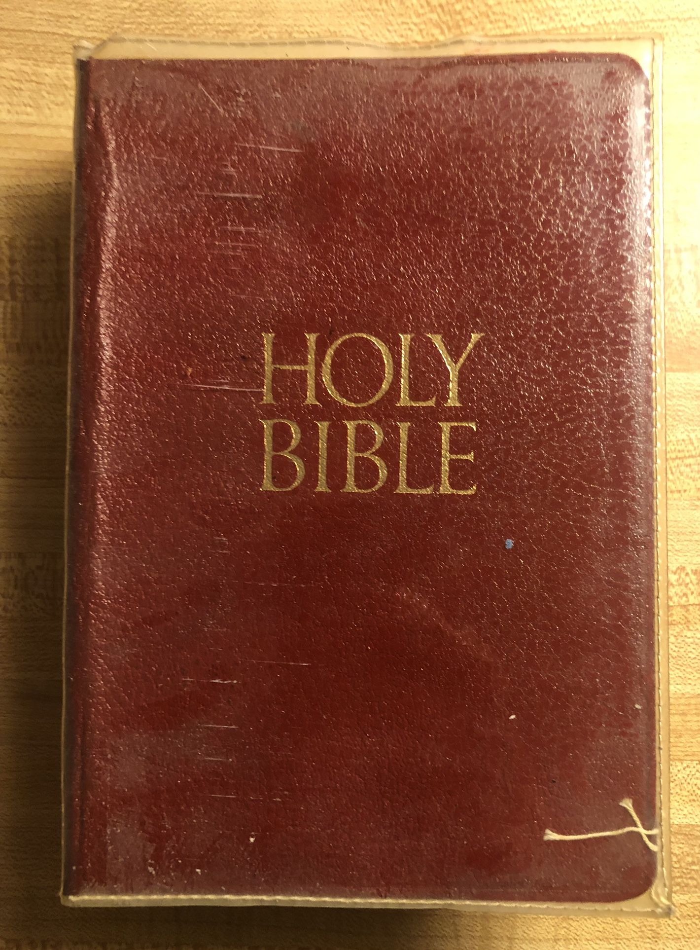 Rare 1958 Holy Bible-Benziger Bros-Plastic Dust Cover-Gold Tipped Pages GC
