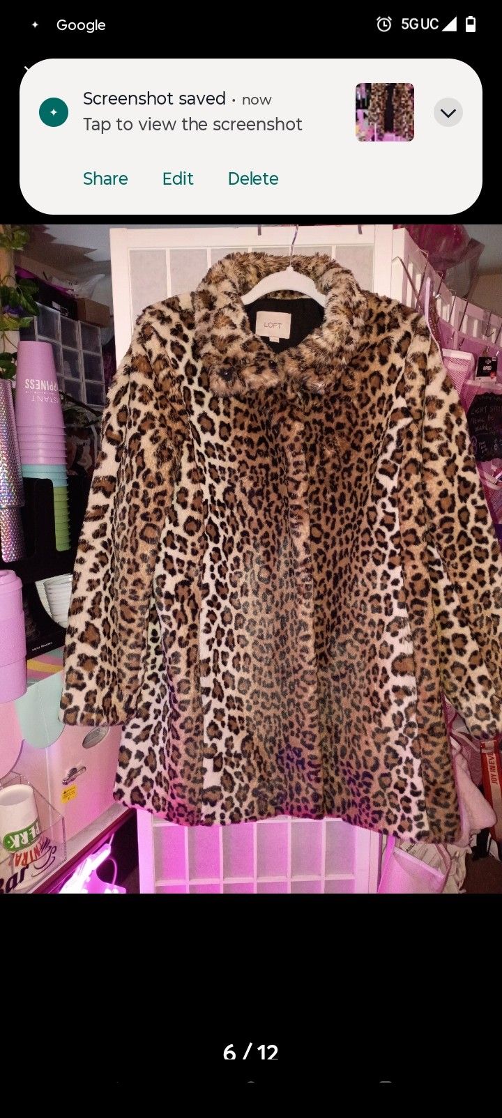 FAUX FUR LEOPARD COAT LOFT SIZE MEDIUM