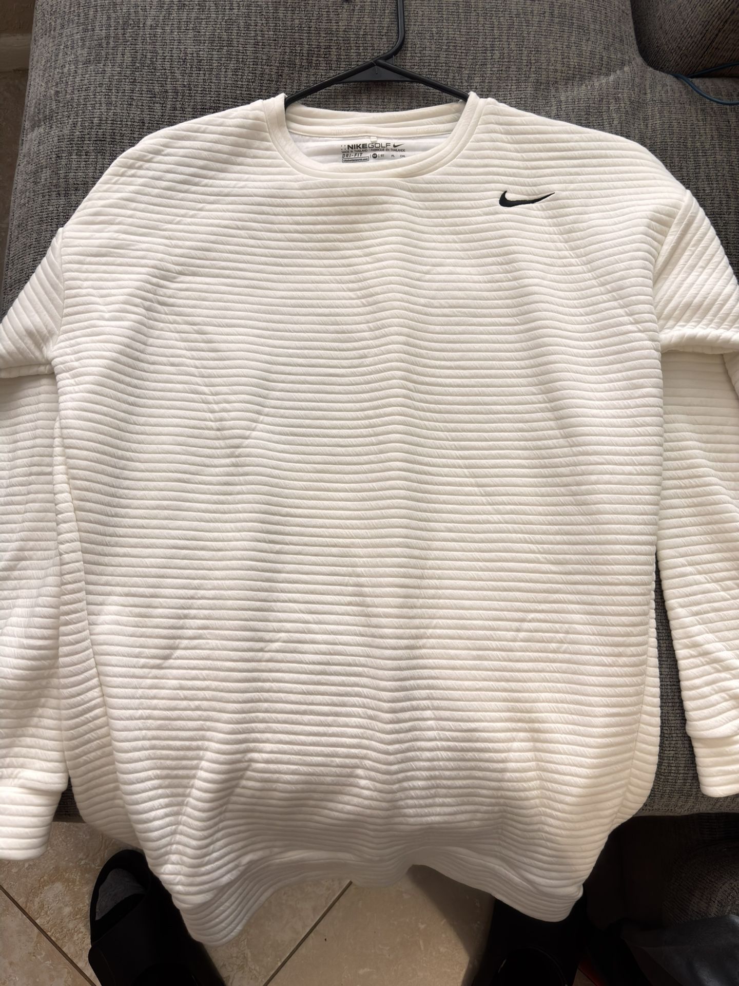 Nike Golf Dri-FIT White Quilted Crewneck Sweater Small Tall S-T
