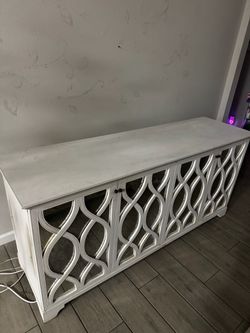 White Mirrored Sideboard Cabinet Credenza