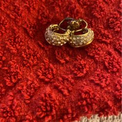 Gold And Diamond Clip On Earrings 