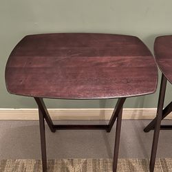 LARGE, Very Heavy (approx. 15-18 lbs.), OVAL-Shaped, Folding WOOD Tray Table - posted price EACH is firm.