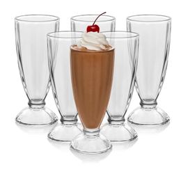 Libbey Fountain Shoppe Milkshake Glasses - Classic Old Fashioned Rootbeer Float Glasses Set of 6 - Tall for Ice Cream Sundaes,Smoothies & More