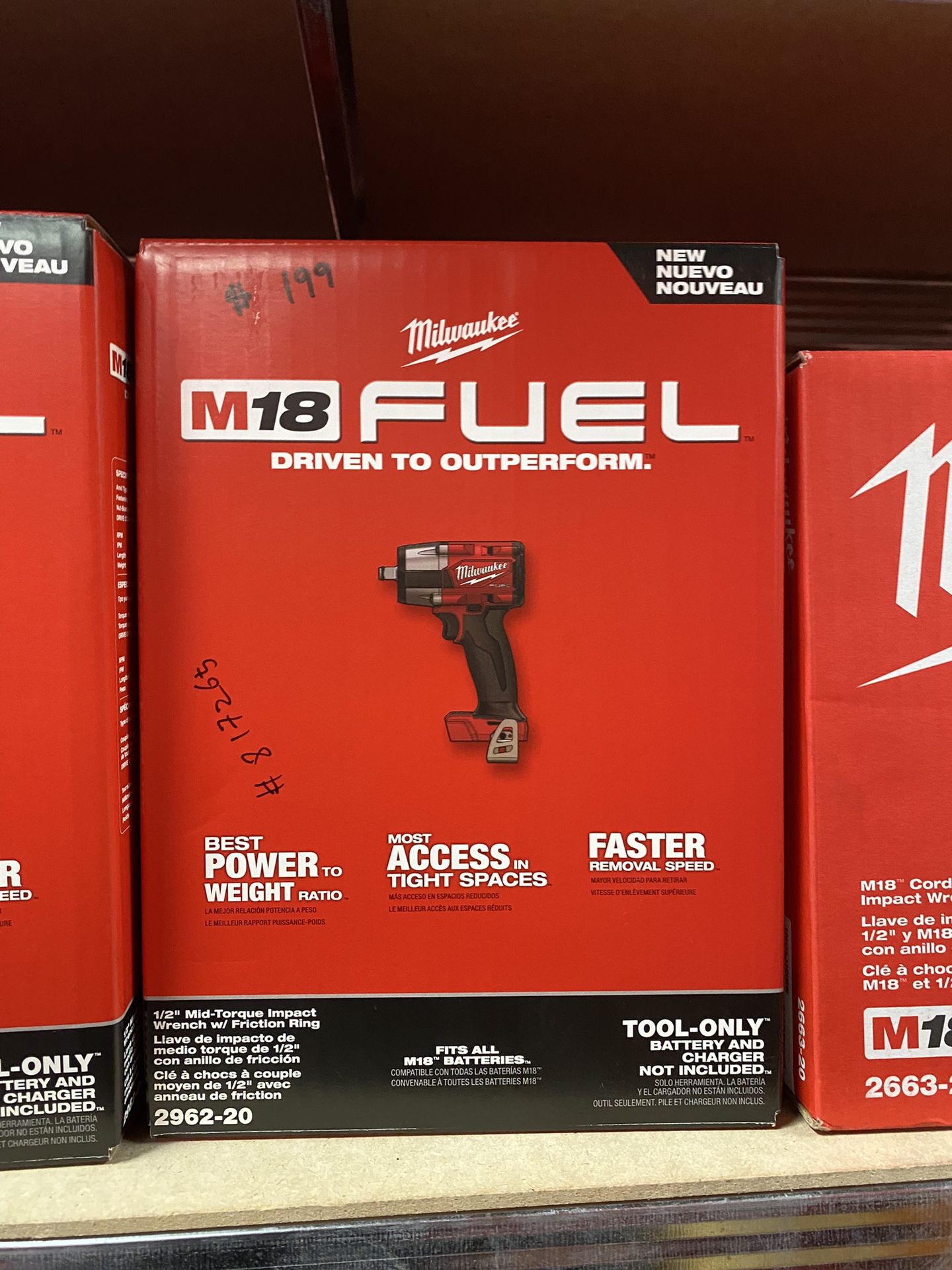 Milwaukee M18 FUEL Gen-2 18V Lithium-Ion Brushless Cordless Mid Torque 1/2 in. Impact Wrench w/Friction Ring (Tool-Only)