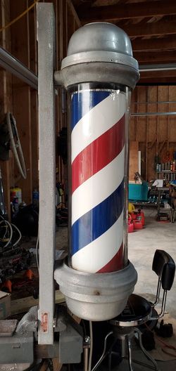 Vintage lighted rotating barber pole