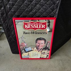 Vintage Rare Kessler Whisky Earl Anthony Bowler Man Cave Mirror Bar Sign