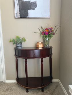 Half Moon Console Side Table Mahogany Wood