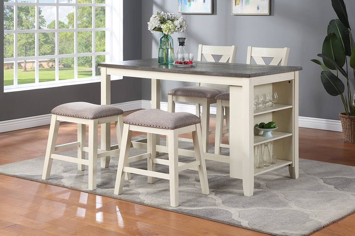 White And Gray Dining Table Set