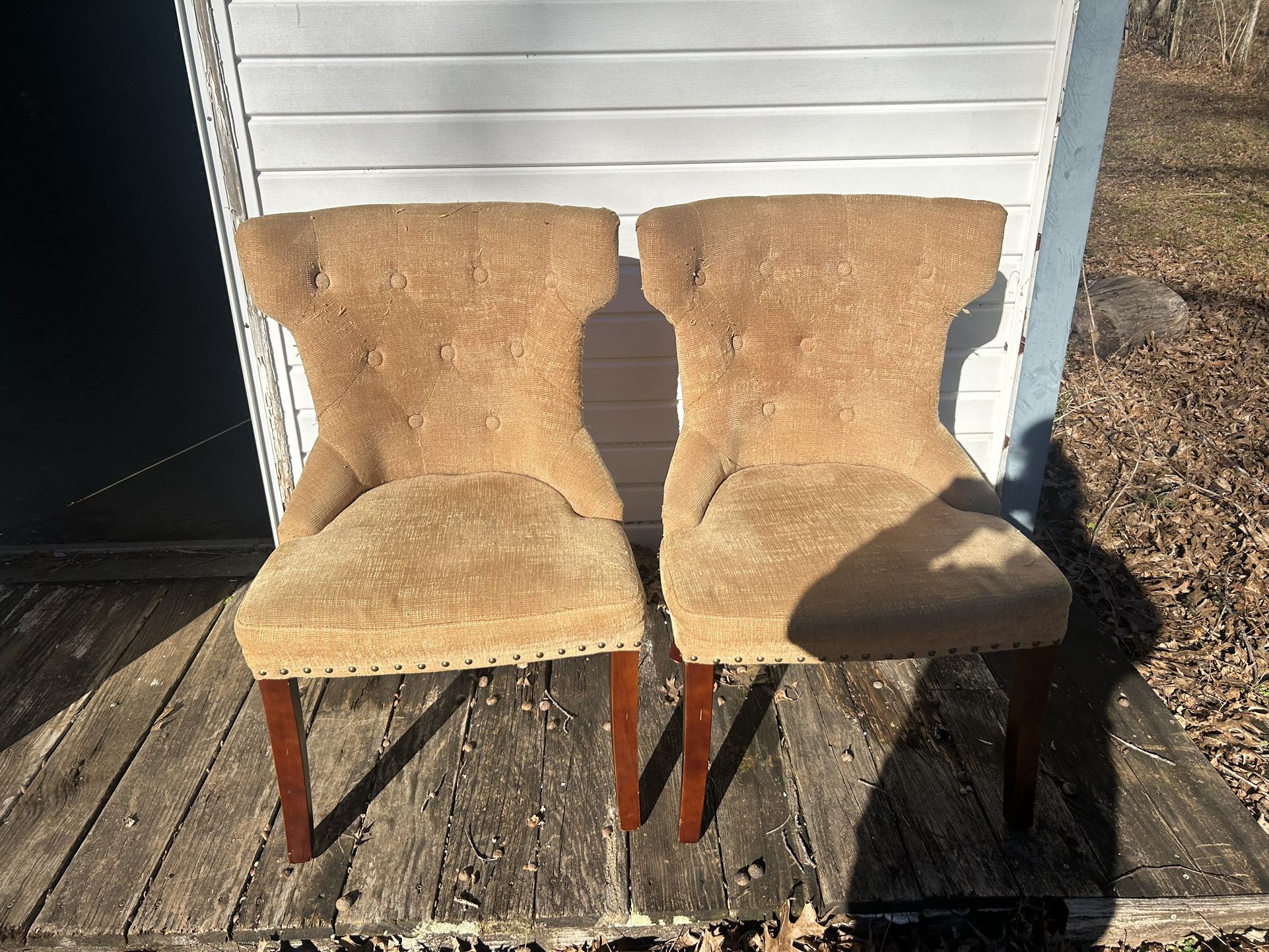 Pier One Hourglass Gold Damask Dining Chairs