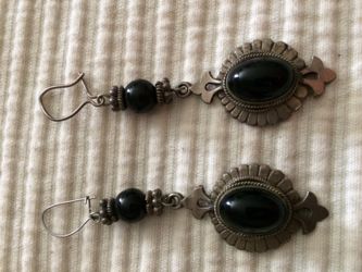 925 Silver & Onyx Drop Earrings