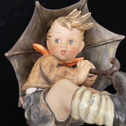 Large Hummel Boy With Umbrella German Porcelain Figure