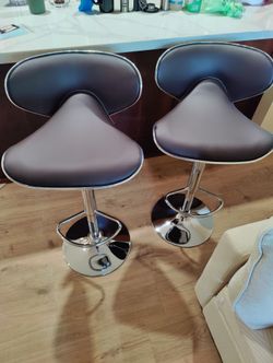 Bar Stools Set of Two Faux Leather