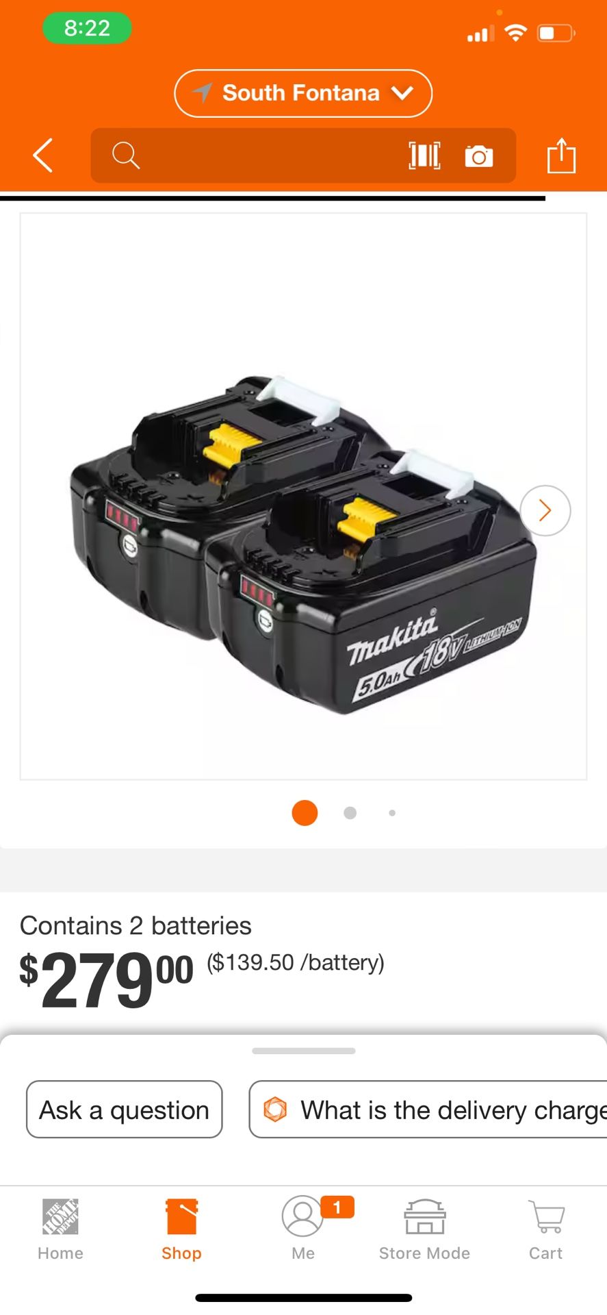 Makita 18V LXT Lithium-Ion High Capacity Battery Pack 5.0 Ah with LED Charge Level Indicator (2-Pack)