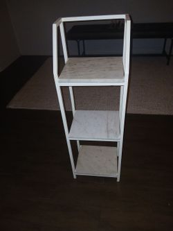 3-Tier White Metal Shelf with Thick Solid Granite Stone Tiers