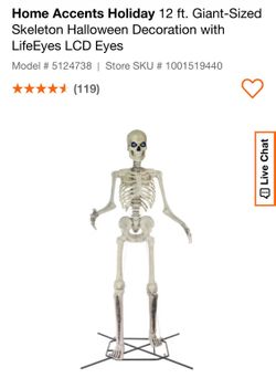 Home Accents Holiday 12 ft. Giant-Sized Skeleton Halloween Decoration with LifeEyes LCD