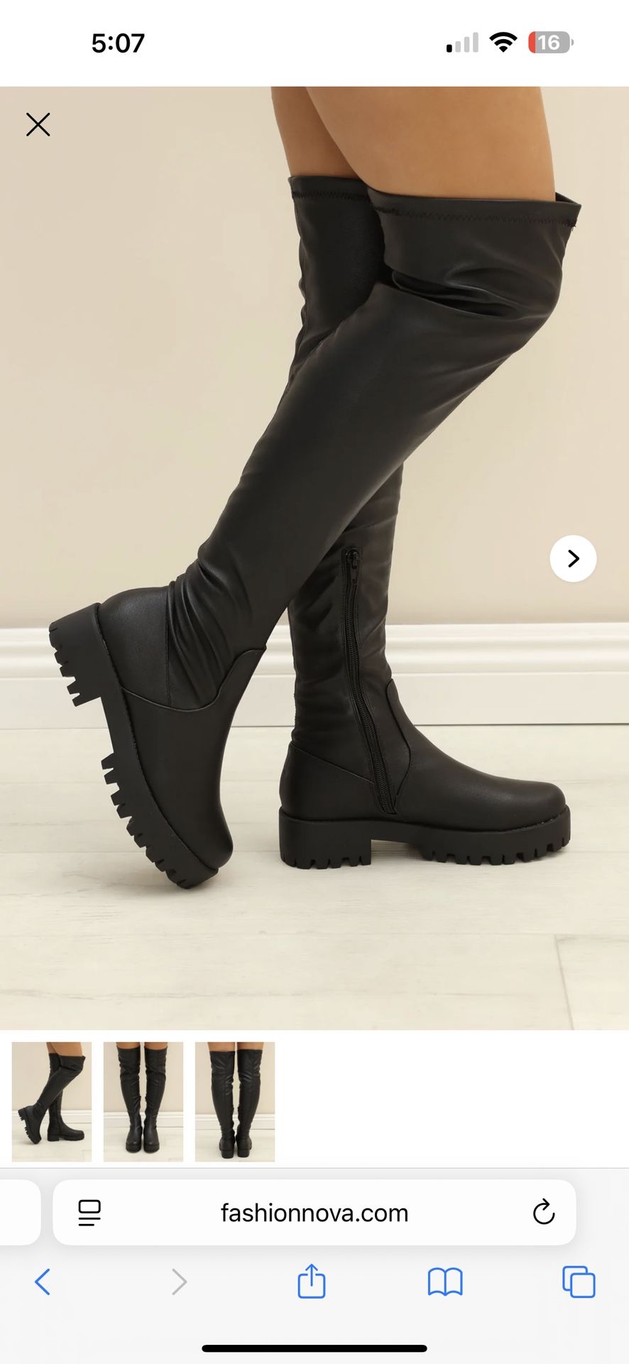 Thigh High Boots Black Size 8 1/2 Ladies Fashion Nova 