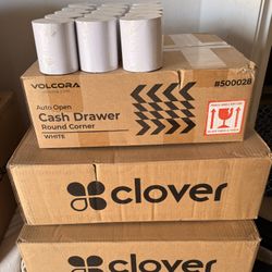 Clover 1 Full Size And 1 Mini With Cash Drawers Plus One Small Cash Drawer Plus Label Printers