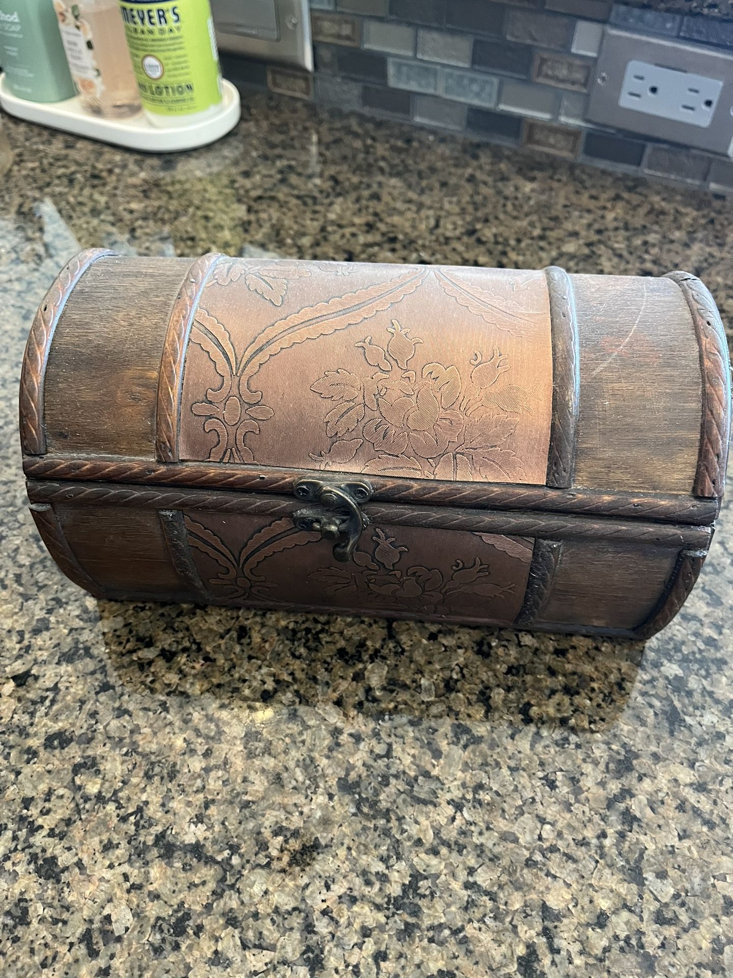 Small Wood & Metal Storage Chest - Home Decor Piece
