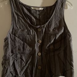 Women Grey Button Tank Top