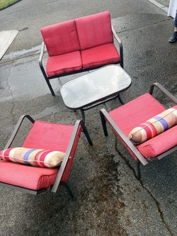 4-Piece Outdoor Patio Conversation Set w/ Cushions