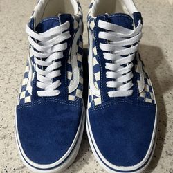 Vans Old Skool Blue Checkerboard Suede Shoes