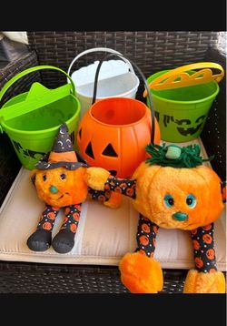 Halloween Pumpkin Plush and Bucket Bundle
