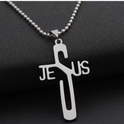Stainless Steel Jesus Rope Necklace 