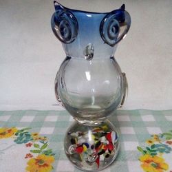 Murano Style Glass Owl Vase Paperweight Bottom 