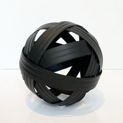 6” Black Metal Band Orb Decorative Ball | Home Decor Accent