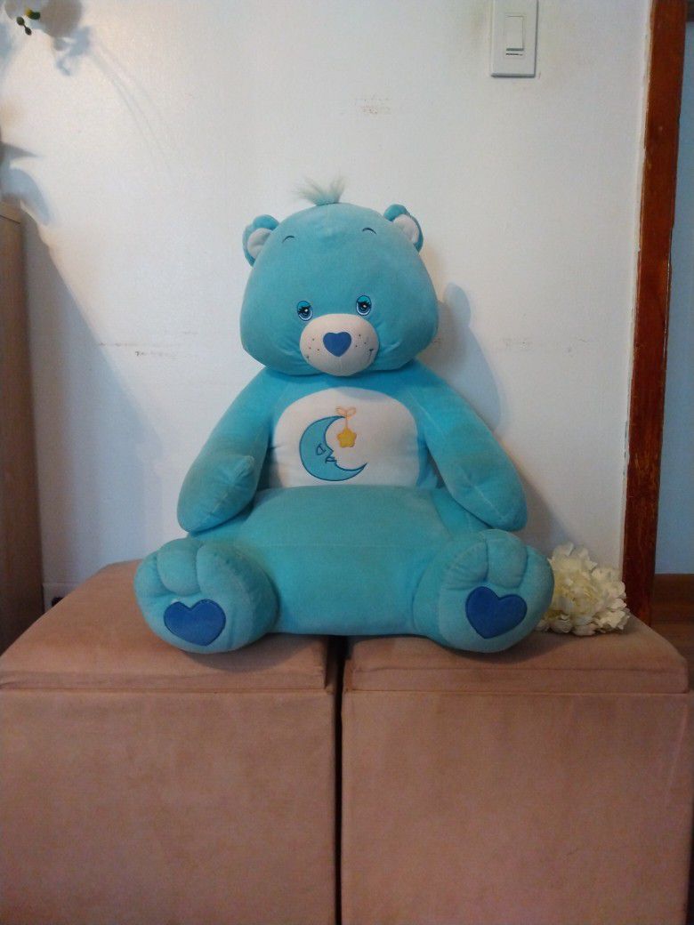 Giant Vintage 2002 Blue Care Bear Bedtime Bear Stuffed Animal Kids Chair Seat 