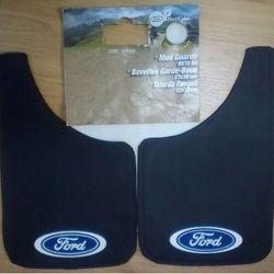 Two FORD Universal Mud Guards 9" x 15" Plasticolor Easy-Fit Officially Licensed