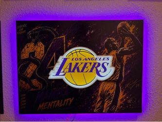 Los Angeles Lakers LED Wall Art – 16” x 12” with purple light