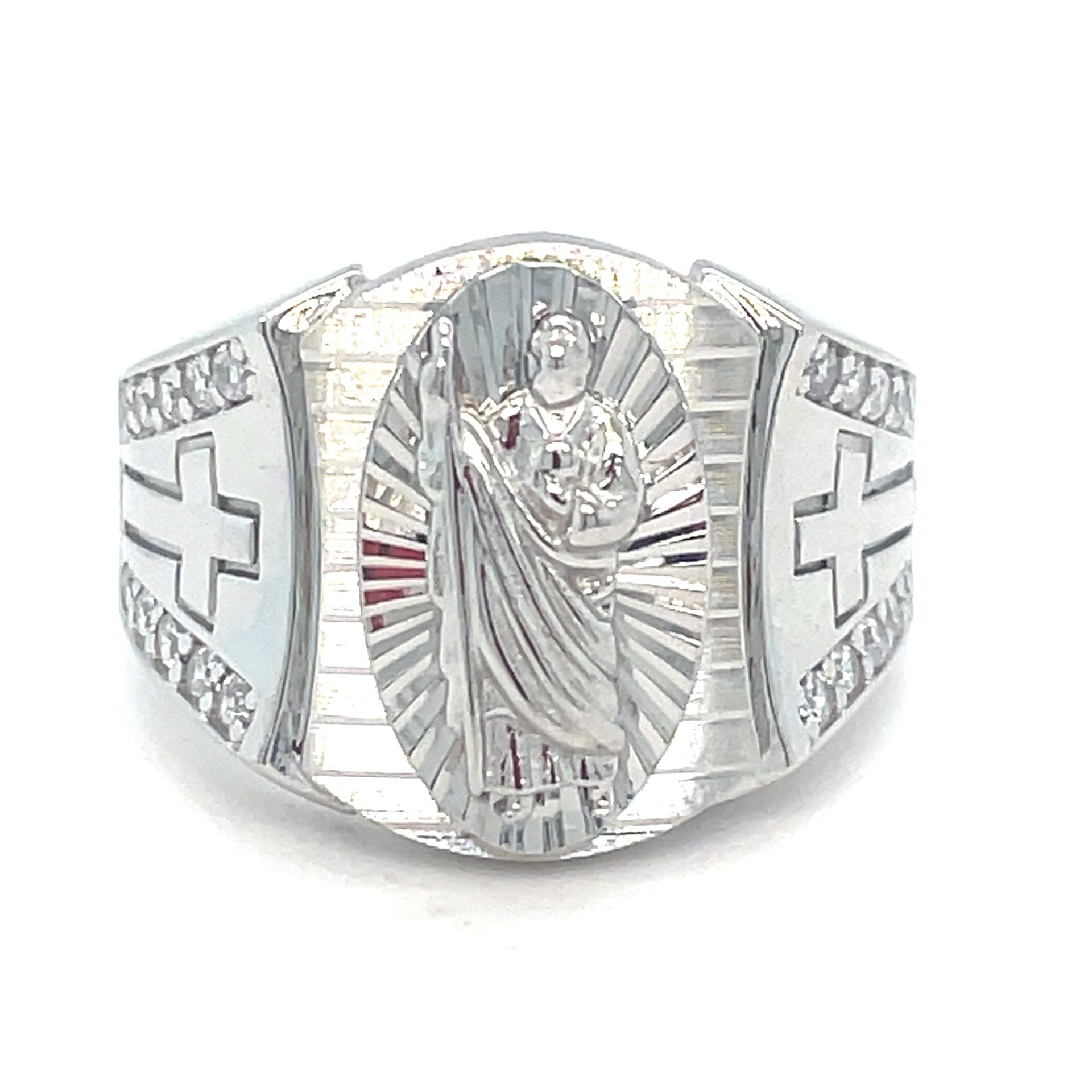 925 Sterling Silver CZ San Judas Ring 7.70g Size 10 198527/11