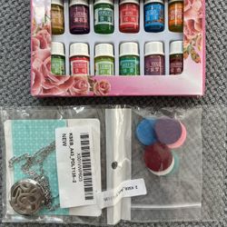 Essential Oil Gift Set + Aromatherapy Necklace (New, Never Used)