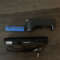 Very Powerful Burning Green Laser Pointer with battery, charger, and safety keys feature