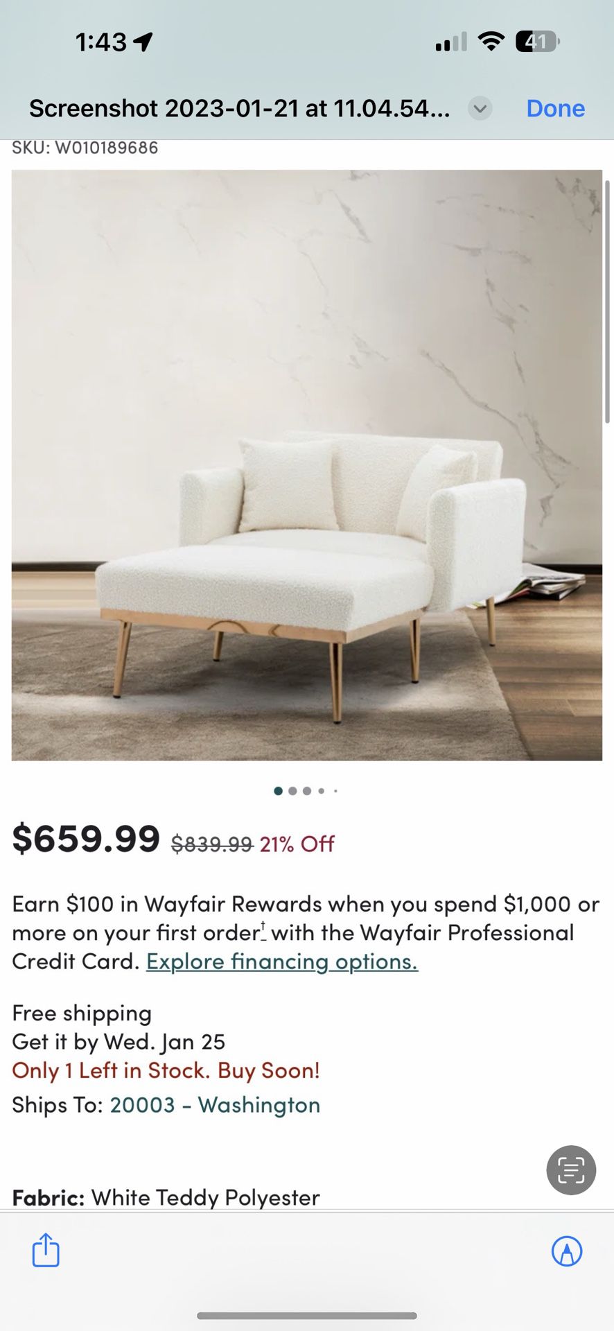 Wayfair White Teddy Polyester Lounge Chair