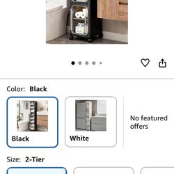 2-Tier Slim Narrow Storage Cabinet with Adjustable Shelves and Movable Wheels,